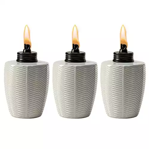 TIKI Brand Herringbone White Glass Tabletop Torch | Amazon